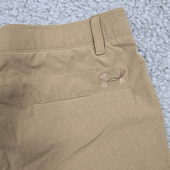 Under Armour Pants Men 36 Brown Loose Heat Gear Lightweight Unhemmed Office Golf - Picture 9 of 14